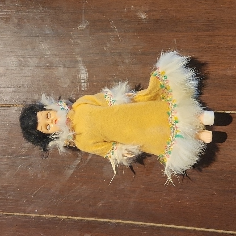 Vintage Eskimo Doll With Fur Trimmed Coat